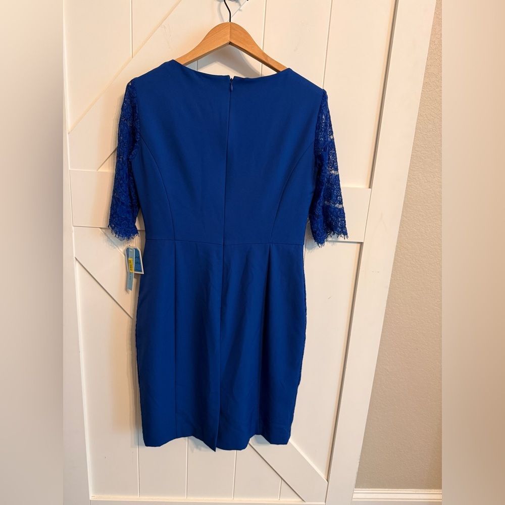 New ANTONIO MELANI Royal Blue Lace Midi Dress size 10 Lace - Picture 6 of 9